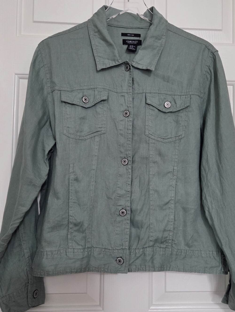 Jones & Co. Jones New York Women's Size XL 100% Linen Green Jacket